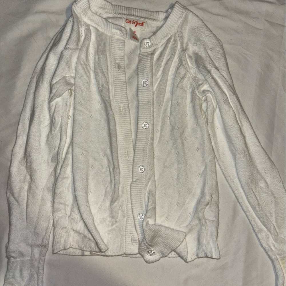 Cat & Jack White Classic Cardigan Sweater